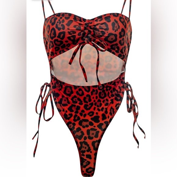 High Waisted One Piece Swimsuit Tummy Control Bathing Suit size small leopard - Picture 4 of 5